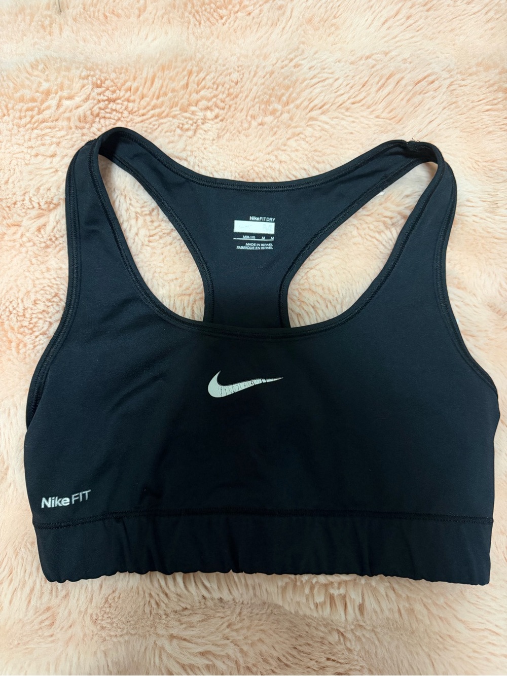 Nike Black Racerback Dri-FIT Sports Bra with Silver Swoosh